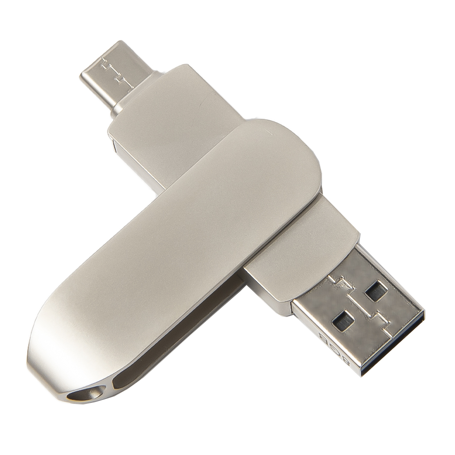 USB flash-карта CIRCLE OTG Type-C (8Гб), серебристая, 6,5х1,5х0,82 см,  металл с логотипом купить в Орле (H-19340_8Gb)